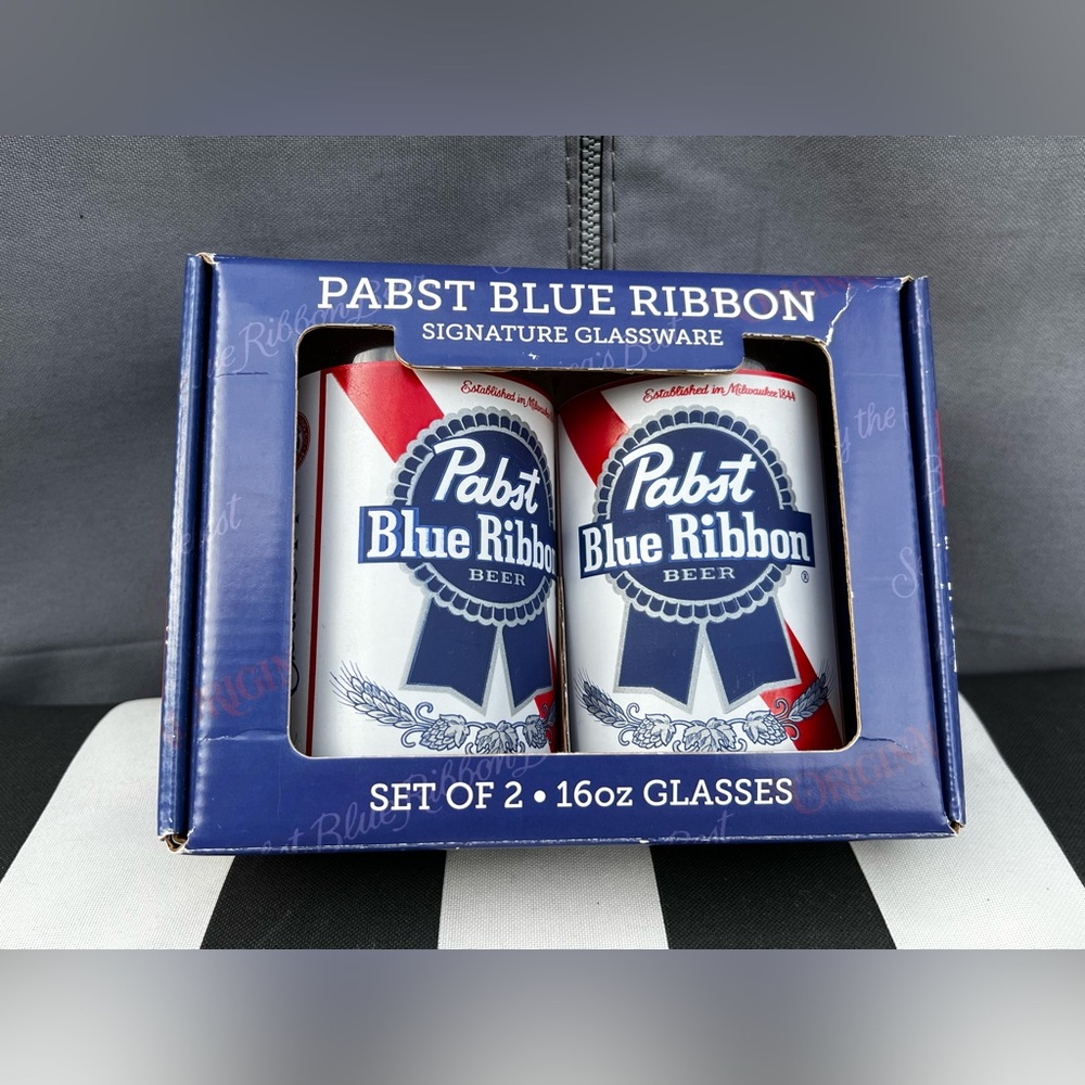 Pabst Blue Ribbon Signature Glassware Set - Red and Blue
